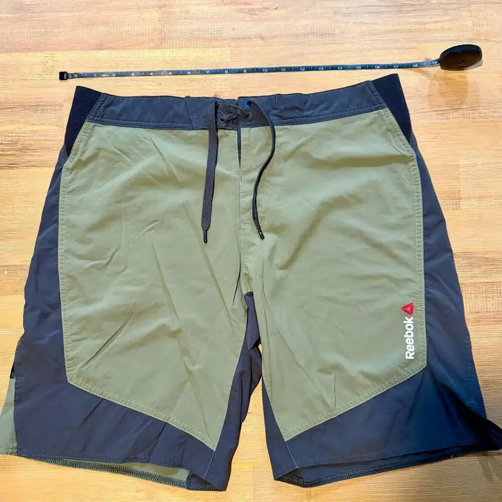 Reebok Speedwick Board Shorts Olive Green Gray Men's Medium